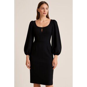 PEGGY HARTANTO black polyester Mid-length dress Lonf Sleeve SIZE M/42 #1492